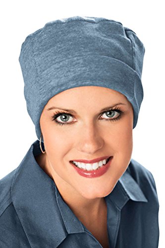 100% Cotton Cozy Cap for Women Cancer Hat, Chemo, Hair Loss Beanie Blue  Heather