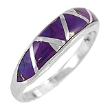 925 Sterling Silver Stackable Ring with Genuine Purple Turquoise