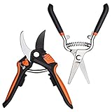 VicTsing Professional Graden Pruner Kit, Bypass Gardening Hand Shears and Micro-Tip Snip Sharp Blades Clipper with Portable Oxford Pouch, Perfect Tools Set for Comfortable Trimming（Set of 2）
