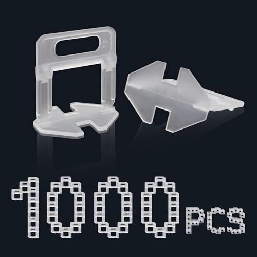 DENUOTOP Fliesen Nivelliersystem 1000 Stück Laschen Zuglaschen 1,5 mm Fugenbreite, Fliesen Höhe 3-15mm Fliesenverlegehilfe (1000 Stück 1,5 mm Laschen Zuglaschen, 1)