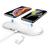 Wireless Charging Pad, ZealSound 10W/7.5W/5W 3 Mode Triple Charger with USB Output for 3 Multiple Devices with Quick USB 3.0 Adapter, Fast Charging Station for All Qi Enabled Phones (White)