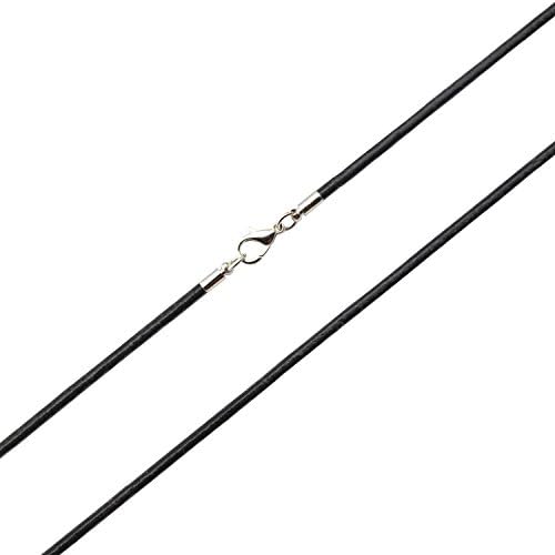 Black Natural Leather Necklace Chain - Genuine Cord Chain with Lobster Claw Clasp Wholesale Lot (5pcs / Pack) 15''
