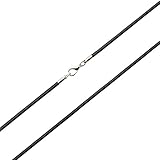 Wunionup Black Natural Leather Necklace Chain - Genuine Cord Chain Lobster Claw Clasp Wholesale Lot (5pcs / Pack) 18''