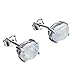 Adeser Jewelry Girls 925 Lab White Opal Studs Promise Wedding Engagement Gift Silver Stud Earrings for Girls