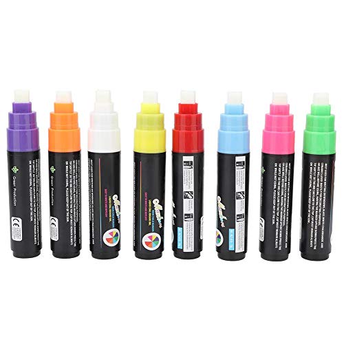 Fluorescent Pen 10mm Thick Refill 8 Colors Liquid Chalk Marker for Windows Displays, LED Board