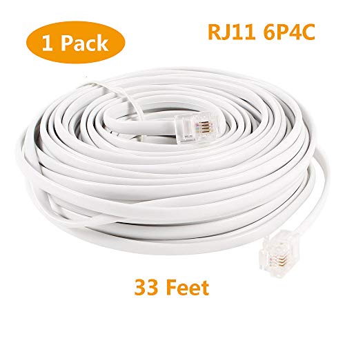 image for Uvital 33 Feet Telephone Landline Extension Cord Cable Line Wire with 