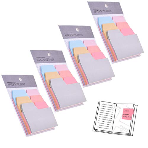 Divider Sticky Notes 90 Ruled Notes with 6 Color and Size, 4 Pack Index Self Stick Notes Take Notes and Mark Pages for Home Office School