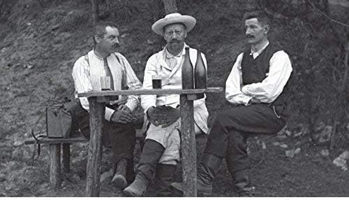 Victorian men (one who looks like Vincent Van Gogh) drinking beer photographic greeting card. Humorous card with funny caption. Blank on the inside perfect for any occasion. Large A5 size with envelope. Taken from n original glass negative