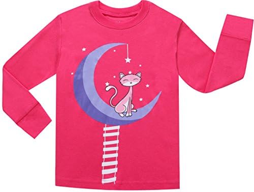 Little Girls Cat Pajamas Children Moon Christmas PJs Kids Cotton Sleepwear Pants Set
