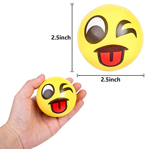 LovesTown 24 PCS Face Stress Balls, 2.5 Inch Funny Face Squeeze Balls Foam Balls for Hand Wrist Finger Exercise Stress Relief Therapy Squeeze