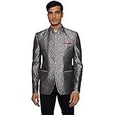 WINTAGE Men's Banarasi Rayon Cotton Festive and Casual Bandhgala Jodhpuri Blazer : Red