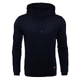 Jinshida Men's Square Pattern Quilted Hoodie Sweatshirt Navy L