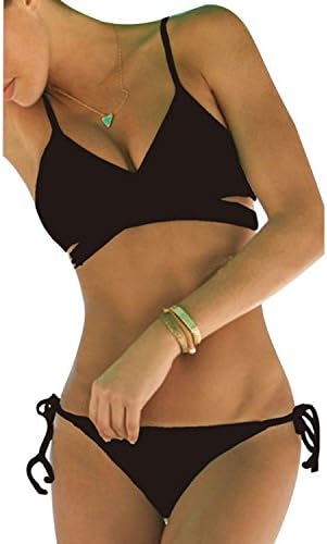 Ezfun Women's Summer Sun Beach Swim Bandeau Triangle Push-Up Padded Bikini Suit