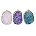 Zhenhui 3 Pieces Exaggeration Irregular Natural Drusy Necklace Pendant for DIY Jewelry Making Oval Shaped Agate Stone Pendant Valentine's Day Gift