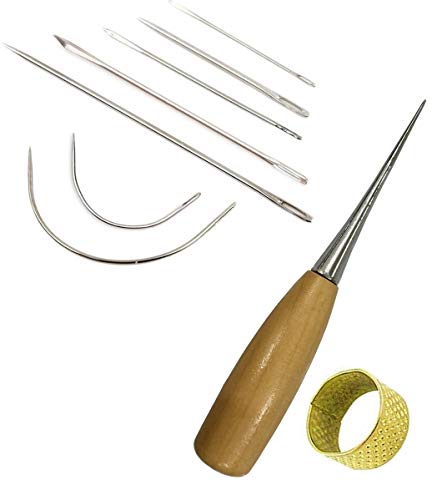 6 Upholstery+Needles+Leather+Drilling+Thimble