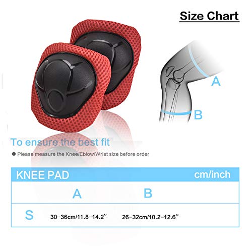 Kids/Youth Knee Pad Elbow Pads Guards Wrist Guards Protective Gear Set for Rollerblade Roller Skates Cycling BMX Bike Skateboard gs Scooter Riding Sports,Toddler for Multi-Sports Outdoor(Age3-7) Red