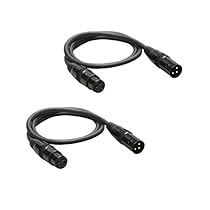 Audio 2000s E02103P2 XLR Male to Female 3 Feet Microphone Cable (2 Pack)
