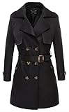 Valuker Women's Double Breasted Long Trench Coat with Belt