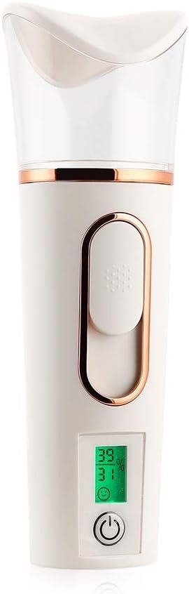 LIARTY Nano Ionic Handy Mist Mini Facial Steamer Cool Sprayer with Skin Moisture Tester, Moisturizing and Hydrating for Skin Care (white)
