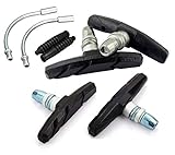 Star-Art Bike Brake Pads Brake Kit Brake Shoes Pads Cable Guide Protector 8 in One 70mm Bicycle V-Brake Pad Set Work for All Shimano Sram MTB V-Brake System 2pairs(4 Pieces)