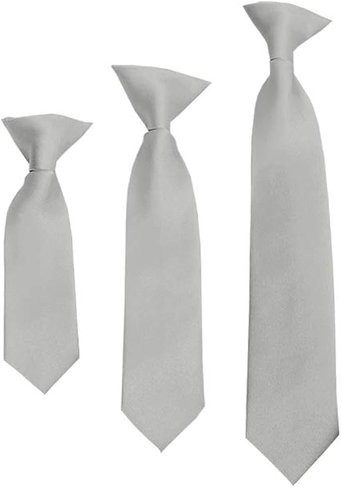Amazon Com Solid Silver Boy S 11 Clip On Tie Clothing