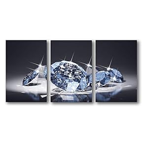 3 Piece Canvas Wall Art for Living Room Bedroom Home Artwork Shiny Diamond Gemstone Paintings Ready to Hang - 16"x24" x 3 Panels