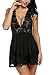 Hotwiner Women's Sexy Lingerie V-Neck Lace Sleepwear Halter Babydoll Dress +G-String