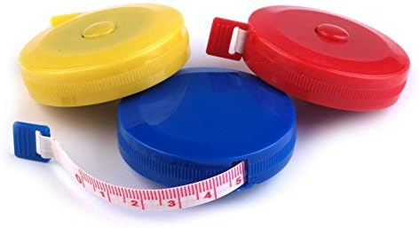 A-20, Sewing measuring tape Retractable Soft Tape Measure Double-Sided 60 Inches 150 cm 3 Pieces 3 Colors Red Blue Yellow Handy Pocket