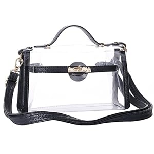 Yocatech Transparent Crossbody Bags Messenger Bags For Women NFL Stadium Approved (Black)