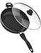 Vremi 12 Inch Nonstick Saute Pan Covered with Tempered Glass Lid - Big 5 Quart Capacity for Stir Fry Frying or as Saucepan - Non Stick Saute and Frying Pan - Deep Large and Ovenproof - Black