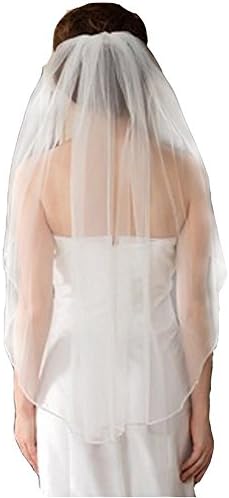 XingMeng Women's Short Tulle 1 Tier Crystal Wedding Bridal Veil with Comb 010 White