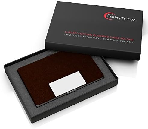 Business Card Holder and Gift Box.Designed for Men or Women,Leather and Stainless Steel Multi Card Case