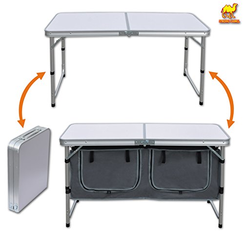 Strong Camel Portable Aluminum Camping Folding Picnic Kitchen Table wCarry Handle and Storage
