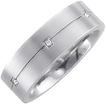 Stainless Steel Diamond Band Ring (0.03 carat)