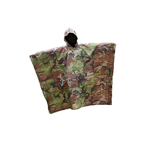 Camouflage Poncho Ripstop Raincoat Sun Shelter Ground Sheet Hood with Breathable Holes for Outdoor Camping Hunting Hiking,79"X58"