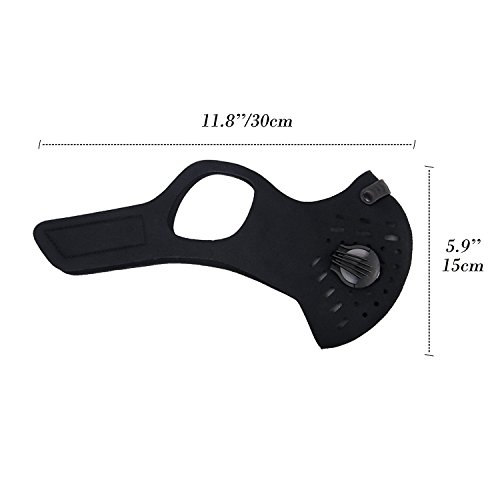 Topnisus Dust Mask with Filter for Cycling Running Jogging Sawmilling Mowing Outdoor Activity Dustproof Mask (Black HangEar+ 2 Extra filter)