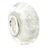 Sterling Silve White Bubble Glass European Style Glass Bead Charm