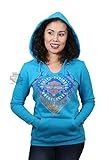 Harley-Davidson Womens Free As A Bird Diamond Flames Pullover Blue Long Sleeve Hoodie - SM