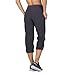 RBX Active Women's Lightweight Body Skimming Drawstring Woven Capri Pant Charcoal Grey,Large