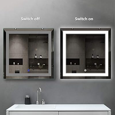 Smartrun Square Wall Mounted Led Back Lit Mirror Dimmable Light Bathroom Vanity Mirrors With One Round Control Button Jazz36 Wx36 H Amazon Sg Home