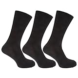 Pierre Roche Mens Comfort Fit Non Elastic Top Diabetic Socks (Pack Of 3) (US Shoe 7-12) (Black)