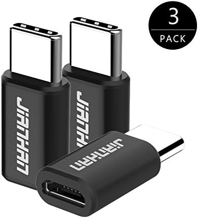 USB C Adapter,JianHan [3 Pack] USB-C to Micro USB Adapter,Converts USB Type-C input to Micro USB for Macbook Pixel XL Nexus 5X 6P LG G5 G6 V20 ,Galaxy S8,HTC 10,Huawei P9,Nokia N1,OnePlus 2 (Black)