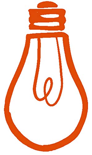 hBARSCI Light Bulb Sketch Vinyl Decal - 5" - Die-Cut Sticker - for Cars, Trucks, Windows, Laptops, Tablets 3.0 mil Thick Vinyl - Orange