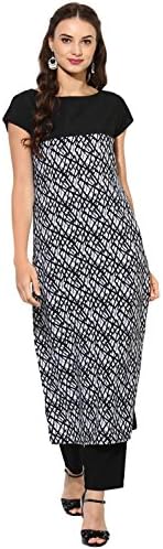 Vaamsi Women's Indian Tunic Top Crepe Kurti(PK1376_Black_M)