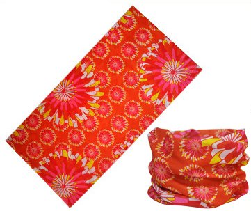LEFV 16-in-1 Headband Floral and Butterfly Design Versatile Magic Scarf Tube Headwear Seamless Neck Gaiter Balaclava Face Mask for Outdoor Sports Activity Orange