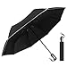 Auto Open Close Umbrella, MCIRCO Travel Umbrella Wind proof Compact Automatic Umbrella Unbreakable Lightweight Foldable Black Rain Umbrella with Slip Proof Handle and Reflective Stripe