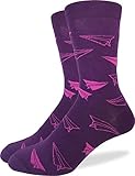 Good Luck Sock Men's Purple Paper Airplane Crew Socks,Large (Shoe size 7-12)