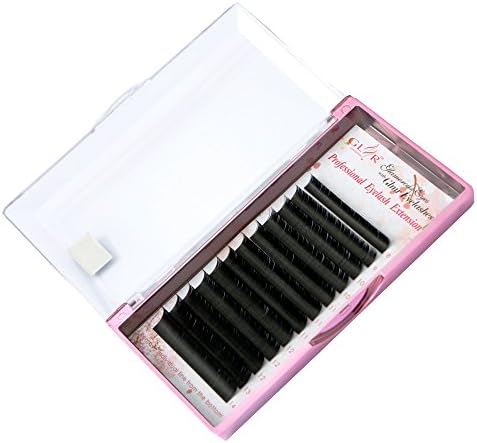 Matte Black Silk Ellipse Flat Semi-Permanent Natural False Eyelashes Extension C Curl 0.20mm Thickness 8-14mm Mixed Length for Professional Salon Use (C Curl Mixed 0.20mm Thickness)