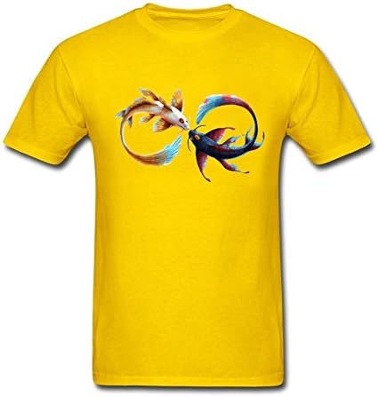 Graphic Fish Men's Tshirts Round-Neck Cotton Gettshirts Yellow XXL