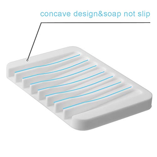 Yako 2Pcs Soap Dish, Bar Soap Holder Box Stand Case Saver Tray for Shower Bathroom Kitchen, Premium Flexible Silicone Soap Dishes, Prevent Melting, Non-Slip Design, Easy Cleaning, Gray - Thumbnail 4